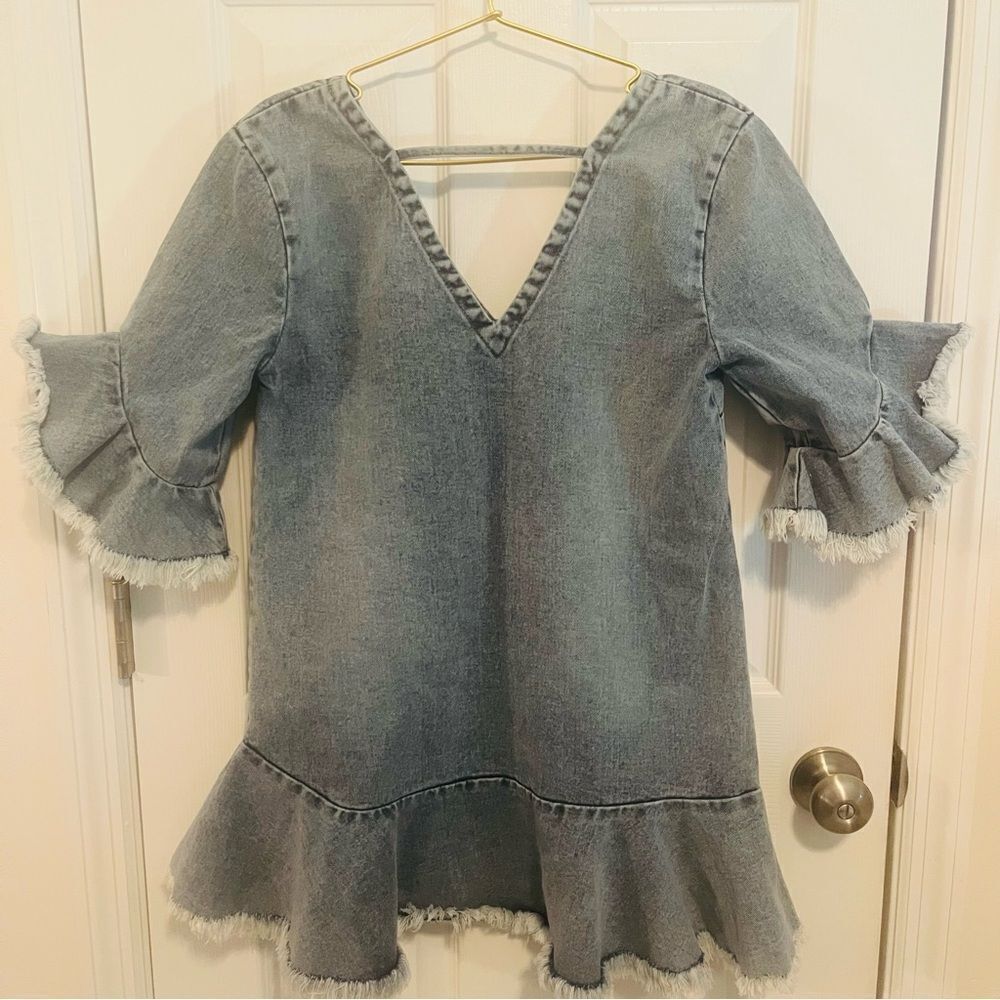 Free People Denim Ruffle Dress - Picture 10 of 10